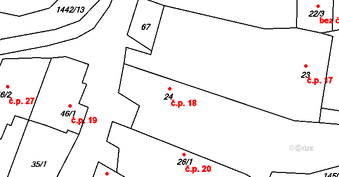 Číhalín 18 na parcele st. 24 v KÚ Číhalín, Katastrální mapa