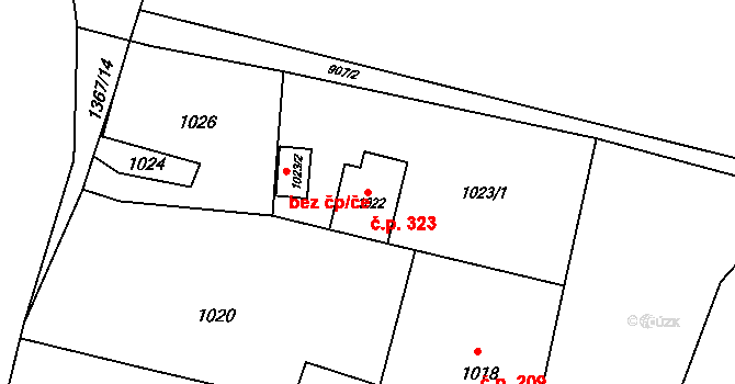 Starý Bohumín 323, Bohumín na parcele st. 1022 v KÚ Starý Bohumín, Katastrální mapa