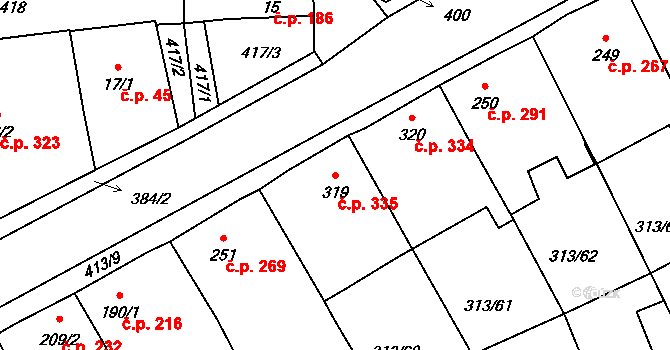 Černčice 335 na parcele st. 319 v KÚ Černčice u Loun, Katastrální mapa
