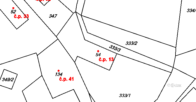 Kobylka 13, Turnov na parcele st. 54 v KÚ Bukovina u Turnova, Katastrální mapa