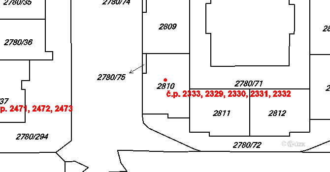 Stodůlky 2329,2330,2331,2332,, Praha na parcele st. 2810 v KÚ Stodůlky, Katastrální mapa