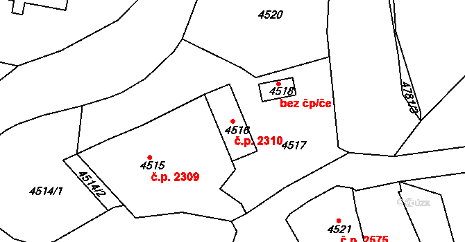 Dejvice 2310, Praha na parcele st. 4516 v KÚ Dejvice, Katastrální mapa