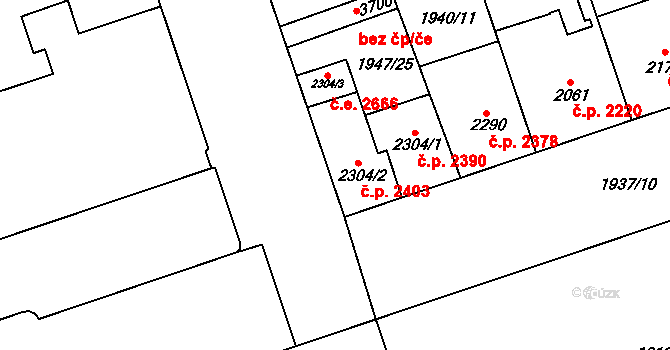 Hodonín 2403 na parcele st. 2304/2 v KÚ Hodonín, Katastrální mapa