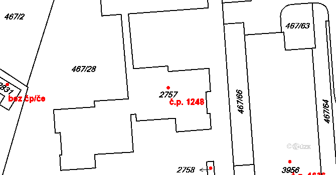 Vrchlabí 1248 na parcele st. 2757 v KÚ Vrchlabí, Katastrální mapa