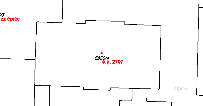 Česká Lípa 2707 na parcele st. 5853/4 v KÚ Česká Lípa, Katastrální mapa