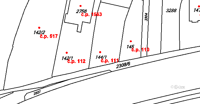 Kateřinky 111, Opava na parcele st. 144/1 v KÚ Kateřinky u Opavy, Katastrální mapa
