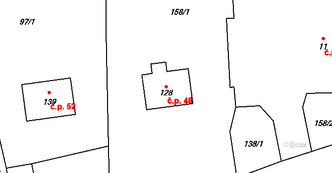 Slemeno 48, Synkov-Slemeno na parcele st. 128 v KÚ Slemeno u Rychnova nad Kněžnou, Katastrální mapa