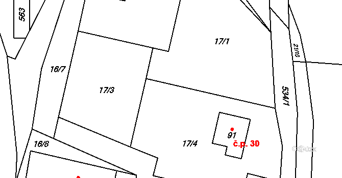 Mutyněves 30, Blažejov na parcele st. 91 v KÚ Mutyněves, Katastrální mapa