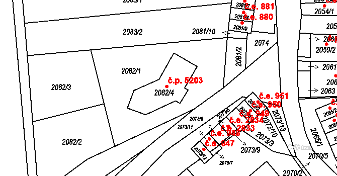 Jihlava 5203 na parcele st. 2082/4 v KÚ Jihlava, Katastrální mapa