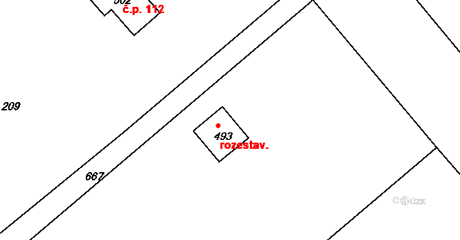 Skrochovice 107, Brumovice na parcele st. 493 v KÚ Skrochovice, Katastrální mapa