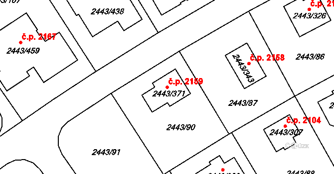 Roztoky 2159 na parcele st. 2443/371 v KÚ Roztoky u Prahy, Katastrální mapa