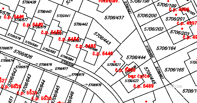 Jihlava 5446 na parcele st. 5706/585 v KÚ Jihlava, Katastrální mapa