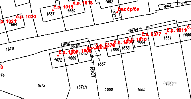 Kadaň 5378 na parcele st. 1667 v KÚ Kadaň, Katastrální mapa