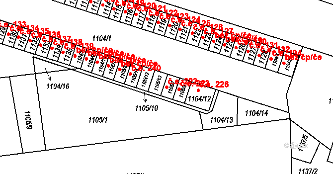 Hrádek nad Nisou 222 na parcele st. 1105/7 v KÚ Hrádek nad Nisou, Katastrální mapa