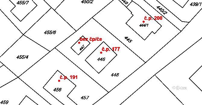 Děhylov 177 na parcele st. 446 v KÚ Děhylov, Katastrální mapa