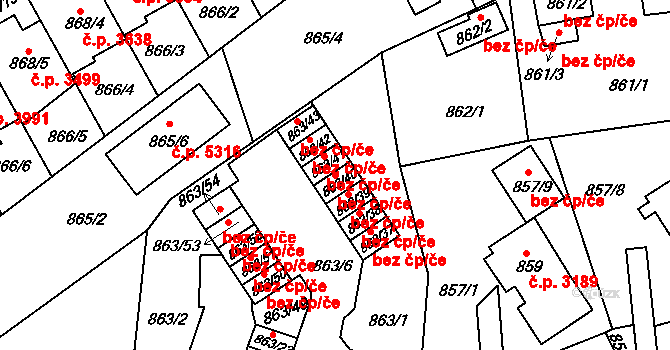 Jablonec nad Nisou 44209436 na parcele st. 863/40 v KÚ Mšeno nad Nisou, Katastrální mapa