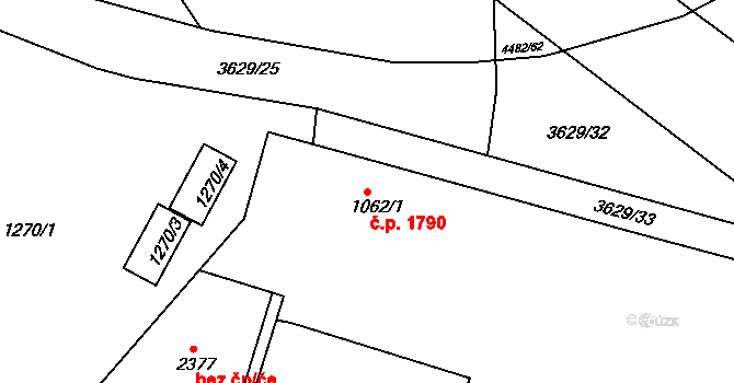 Veselí nad Moravou 1790 na parcele st. 1062/1 v KÚ Veselí-Předměstí, Katastrální mapa