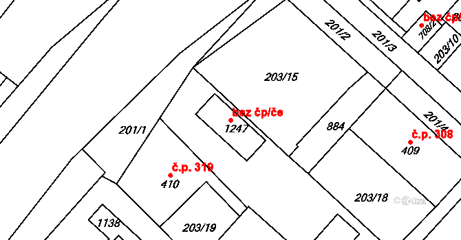 Jablonné nad Orlicí 45494436 na parcele st. 1247 v KÚ Jablonné nad Orlicí, Katastrální mapa