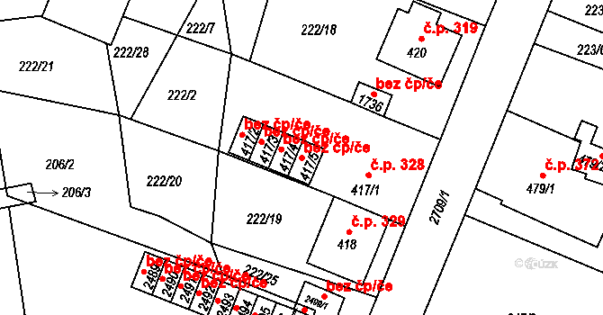 Ostrov 45830436 na parcele st. 417/5 v KÚ Ostrov nad Ohří, Katastrální mapa