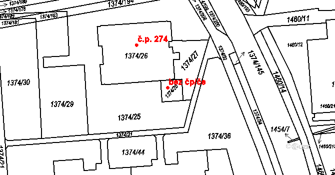 Havířov 49452436 na parcele st. 1374/28 v KÚ Šumbark, Katastrální mapa