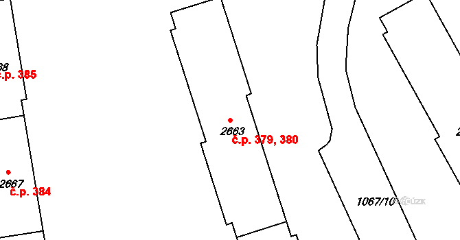 Plešivec 379,380, Český Krumlov na parcele st. 2663 v KÚ Český Krumlov, Katastrální mapa