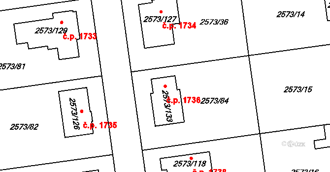 Rychnov nad Kněžnou 1736 na parcele st. 2573/133 v KÚ Rychnov nad Kněžnou, Katastrální mapa
