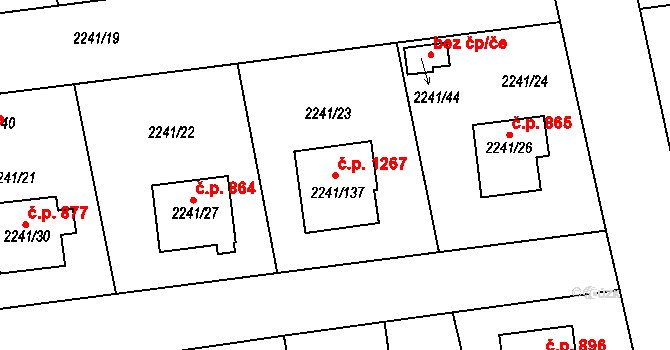 Třemošná 1267 na parcele st. 2241/137 v KÚ Třemošná, Katastrální mapa