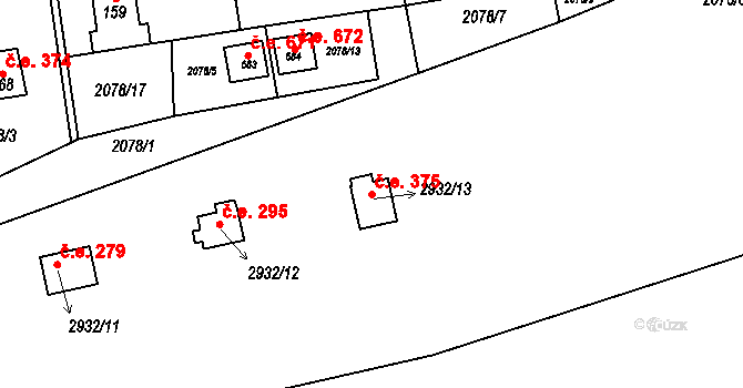 Lančov 375 na parcele st. 2932/13 v KÚ Lančov, Katastrální mapa