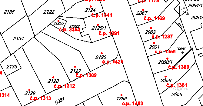 Přerov I-Město 1425, Přerov na parcele st. 2126 v KÚ Přerov, Katastrální mapa