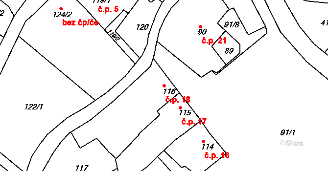 Přerov IX-Lýsky 18, Přerov na parcele st. 116 v KÚ Lýsky, Katastrální mapa