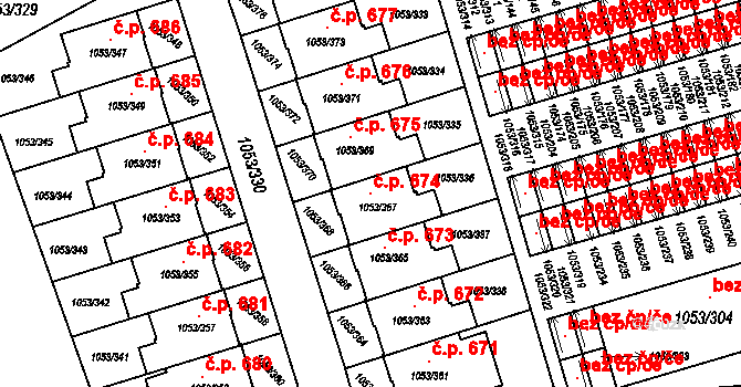 Liberec XI-Růžodol I 674, Liberec na parcele st. 1053/367 v KÚ Růžodol I, Katastrální mapa