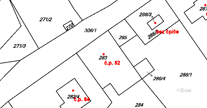 Heroltice 52, Jihlava na parcele st. 283 v KÚ Heroltice u Jihlavy, Katastrální mapa