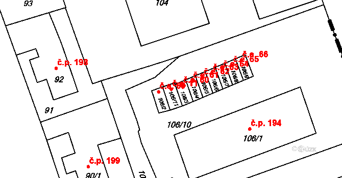Antonínův Důl 11, Jihlava na parcele st. 106/11 v KÚ Antonínův Důl, Katastrální mapa