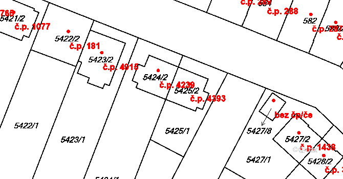 Jihlava 4393 na parcele st. 5425/2 v KÚ Jihlava, Katastrální mapa