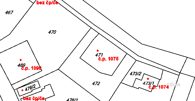 Hořovice 1075 na parcele st. 471 v KÚ Velká Víska, Katastrální mapa