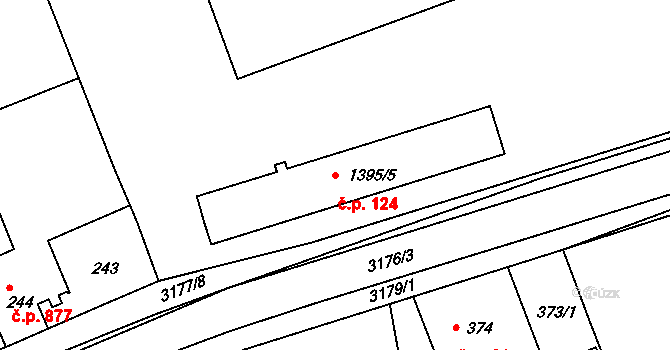 Planá nad Lužnicí 124 na parcele st. 1395/5 v KÚ Planá nad Lužnicí, Katastrální mapa