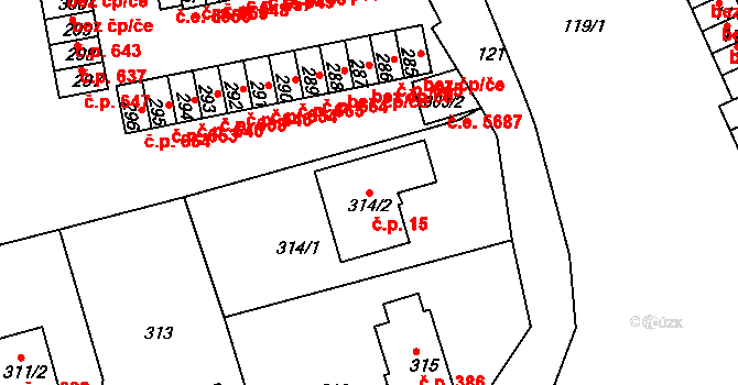 Neštěmice 15, Ústí nad Labem na parcele st. 314/2 v KÚ Neštěmice, Katastrální mapa