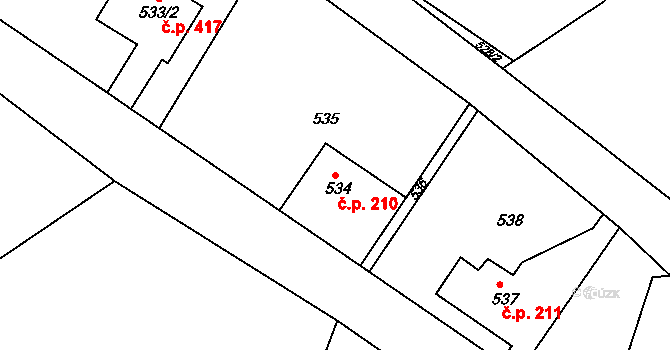 Děčín XXXII-Boletice nad Labem 210, Děčín na parcele st. 534 v KÚ Boletice nad Labem, Katastrální mapa