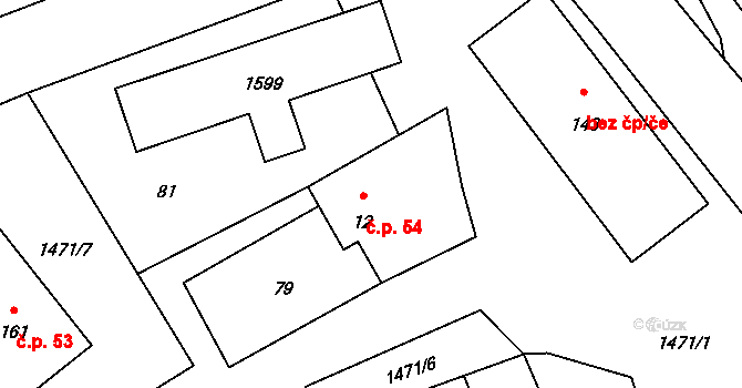 Lipenec 54, Lipno na parcele st. 12 v KÚ Lipenec, Katastrální mapa