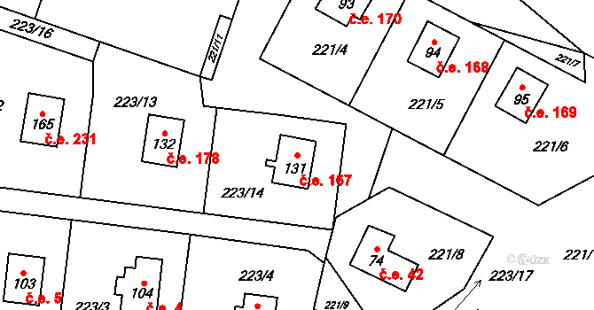Malý Ratmírov 167, Blažejov na parcele st. 131 v KÚ Malý Ratmírov, Katastrální mapa