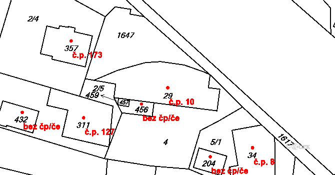 Ústí 10 na parcele st. 29 v KÚ Ústí u Vsetína, Katastrální mapa