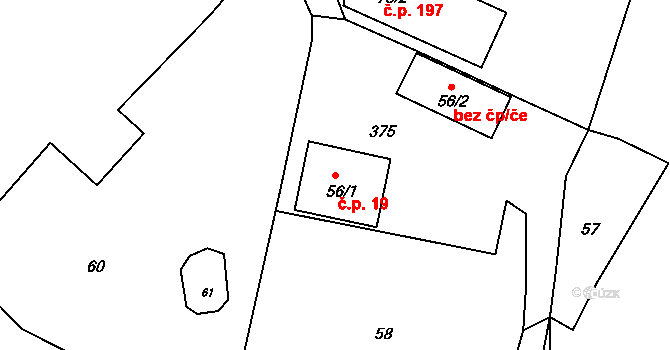 Žežice 19, Příbram na parcele st. 56/1 v KÚ Žežice, Katastrální mapa