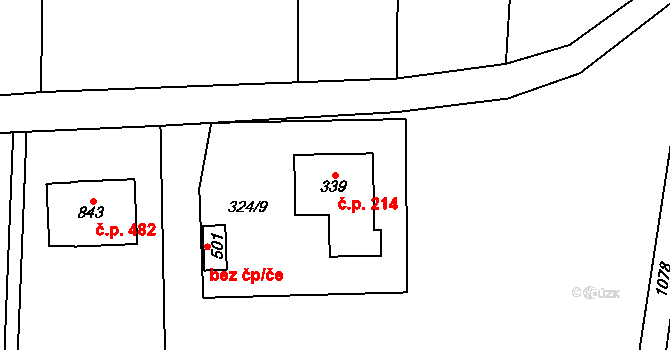 Podhůří 214, Vrchlabí na parcele st. 339 v KÚ Podhůří-Harta, Katastrální mapa