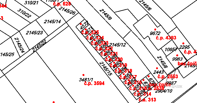 Hodonín 321 na parcele st. 4568 v KÚ Hodonín, Katastrální mapa