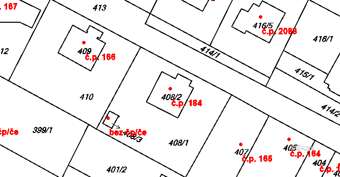 České Budějovice 3 184, České Budějovice na parcele st. 408/2 v KÚ České Budějovice 3, Katastrální mapa