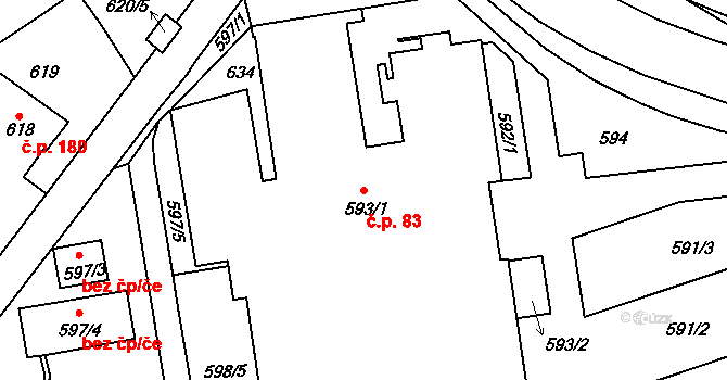 Liberec XIII-Nové Pavlovice 83, Liberec na parcele st. 593/1 v KÚ Nové Pavlovice, Katastrální mapa