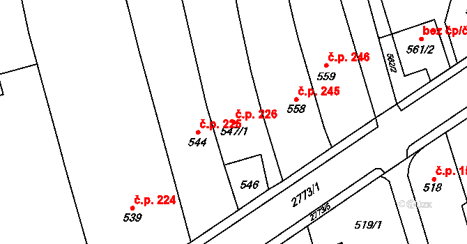 Kylešovice 226, Opava na parcele st. 547/1 v KÚ Kylešovice, Katastrální mapa