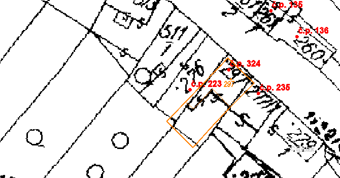 Žiželice 223 na parcele st. 276 v KÚ Žiželice nad Cidlinou, Katastrální mapa