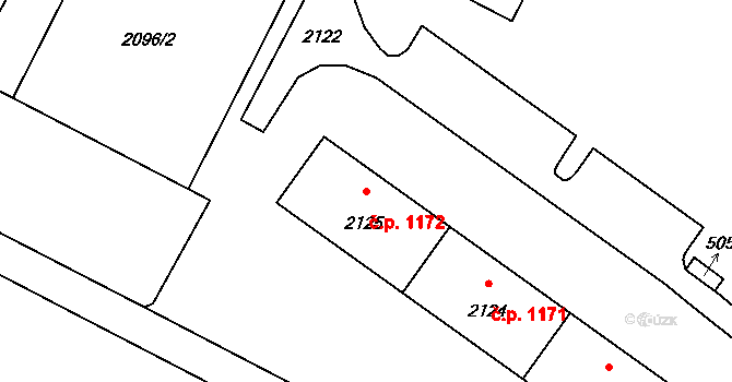 Město 1172, Havířov na parcele st. 2125 v KÚ Havířov-město, Katastrální mapa