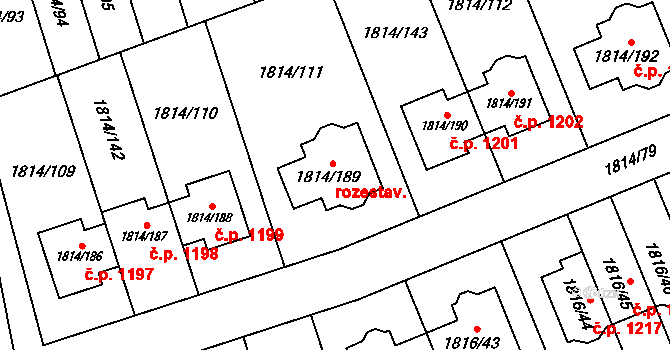 Uhříněves 1200, Praha na parcele st. 1814/189 v KÚ Uhříněves, Katastrální mapa